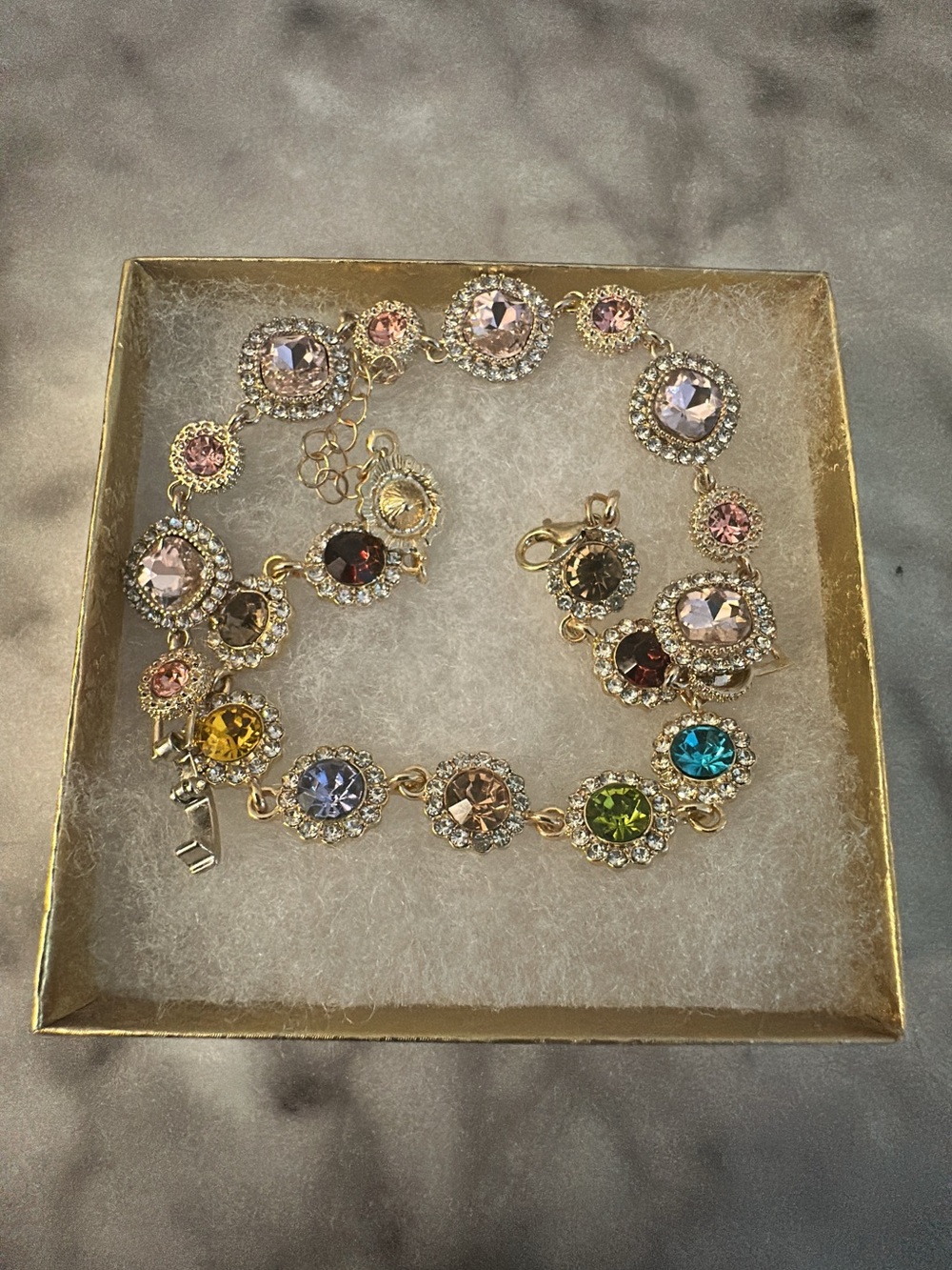 2 Gold Multicolor Crystal Bracelets - Women